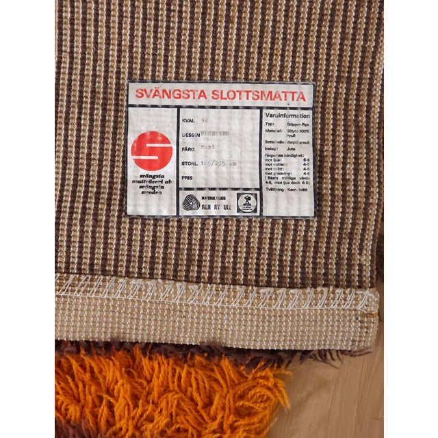 Mid-Century Rya Rug in Wool from Svängsta Mattväveri, Sweden, 1970s For Sale - Image 6 of 7