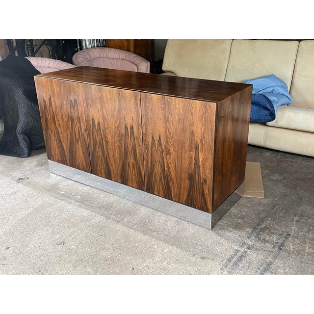 Mid-Century Modern Mid Century Modern Rosewood Credenza Chrome Plinth Base For Sale - Image 3 of 10