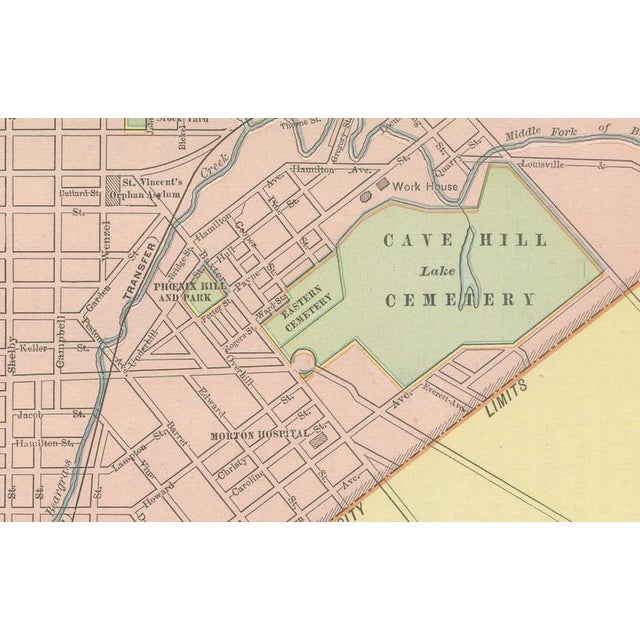 Antique Map of Louisville and Kentucky with Ohio River by Ran McNally, 1899 For Sale - Image 4 of 11