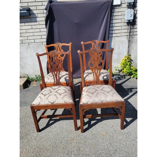 Wood Set of 4 Early 20th Century English Dining Room Chairs For Sale - Image 7 of 16