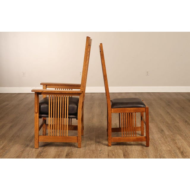 Stickley Stickley Mission Collection Set of Eight Oak Spindle Dining Chairs For Sale - Image 4 of 18
