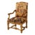 French-Style Ornate Armchair – Scenic Damask Upholstery With Carved Gold Leaf Frame For Sale