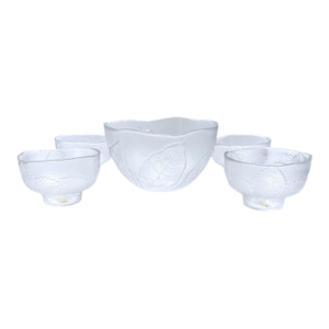 Mid 20th Century Kosta Boda "Party" Organic Leaf Textured Glass Serving Bowl - Set of 5