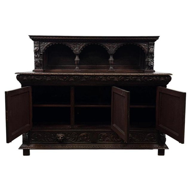 Antique 19th Century Victorian Carved Oak Sideboard For Sale - Image 4 of 13