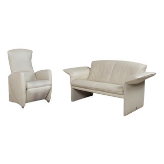 JR 2700 2-Seater Sofa and Lounge Chair Cream Leather from Jori, Set of 2 For Sale