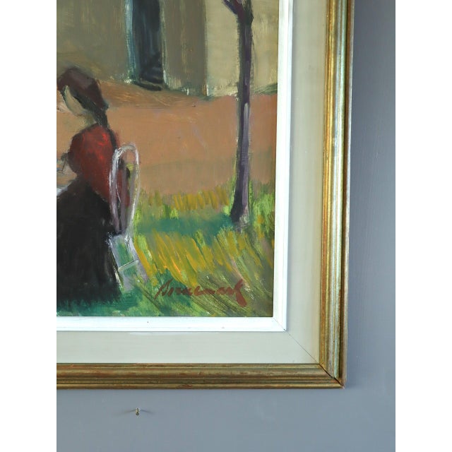Mid-Century Modern 'Garden Gathering' Vintage Swedish Expressive Landscape Oil Painting, Framed For Sale - Image 6 of 10