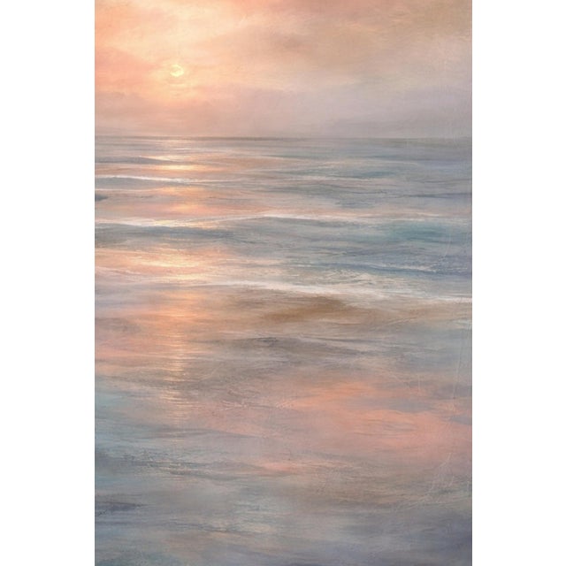 Blue Abstract Coastal Sunset Seascape Wall Art, Ocean Horizon Landscape Print, Pastel Beach Art, 24″ × 36″ For Sale - Image 8 of 9