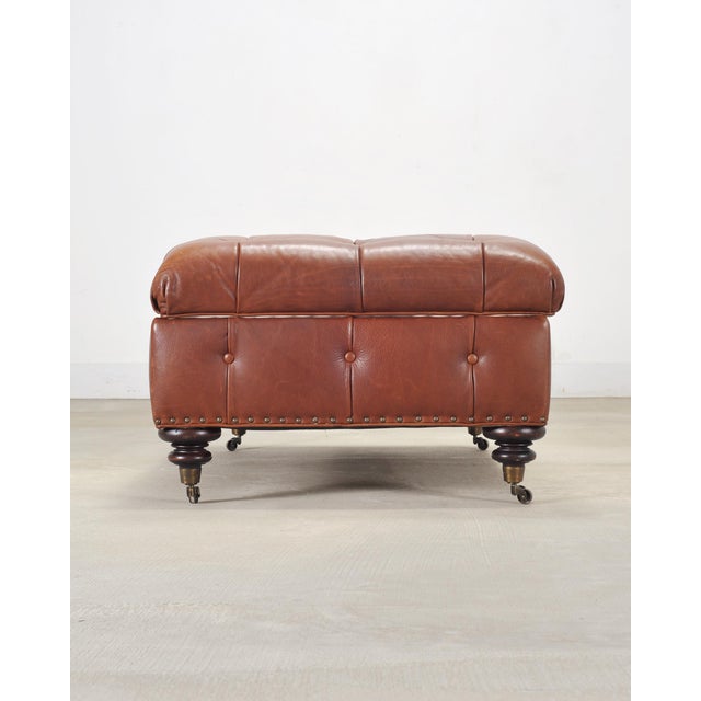 Ralph Lauren English Brierly Leather Writer's Ottoman 4 Ft For Sale In Sacramento - Image 6 of 18