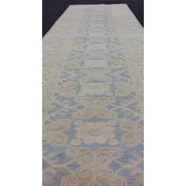 Textile Afghan Khotan Runner With Geometric Design in Shades of Blue and Tan. For Sale - Image 7 of 12
