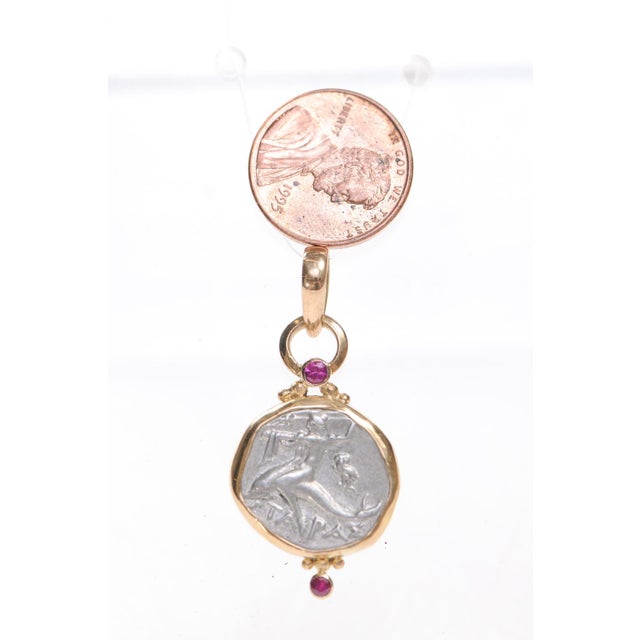 15th Century Naked Taras Didrachm Pendant W 18k Gold For Sale - Image 10 of 13