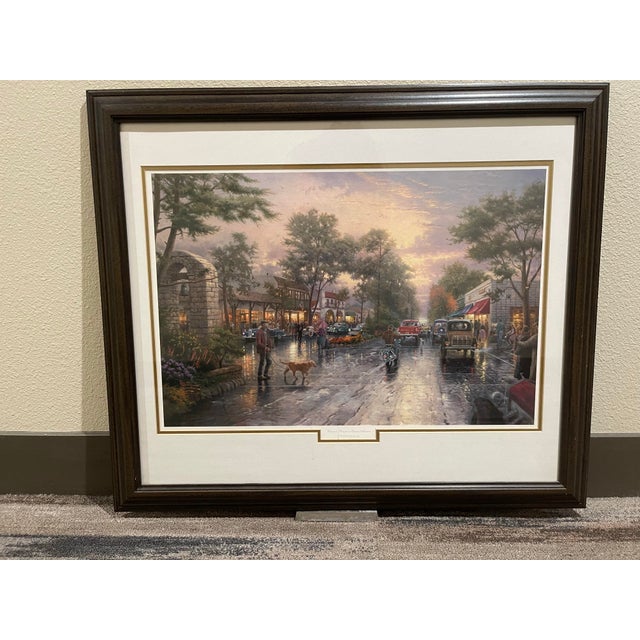 Late 20th Century Late 20th Century Kinkade, Thomas. Carmel, Sunset on Ocean Avenue Limited Edition Framed Lithograph. For Sale - Image 5 of 12