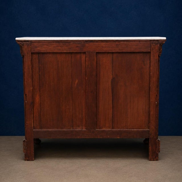 19th Century French Louis Philippe Walnut Marble Top Commode For Sale - Image 4 of 6