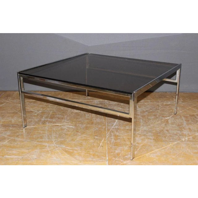 Coffee Table in Chrome and Smoked Glass, 1970s For Sale - Image 4 of 10