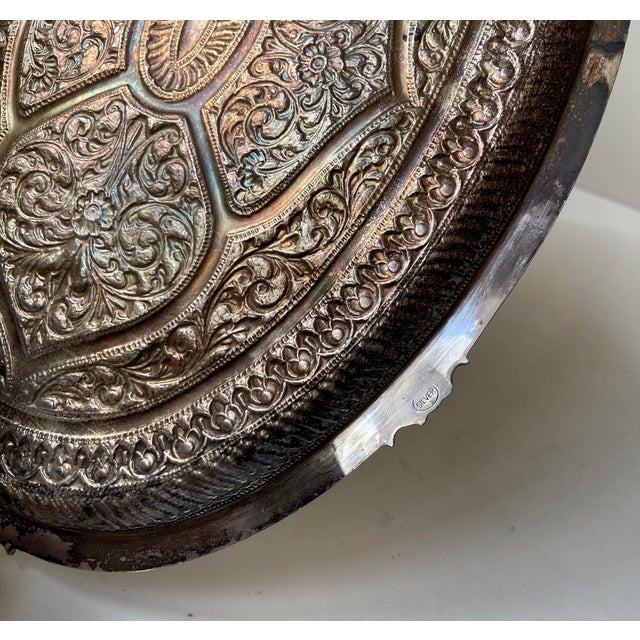 1960s Oval Serving Tray in Silver, 1960s For Sale - Image 5 of 10