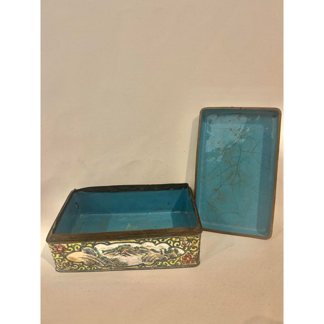 Metal Early 20th Century Chinese Canton Enamel on Copper Figural Box With Qianlong Mark For Sale - Image 7 of 12