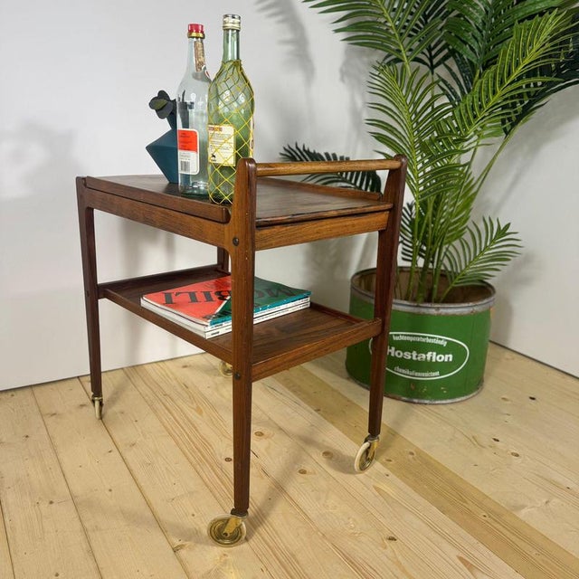Brown Mid-Century Modern Scandinavian Trolley in Rosewood For Sale - Image 8 of 9