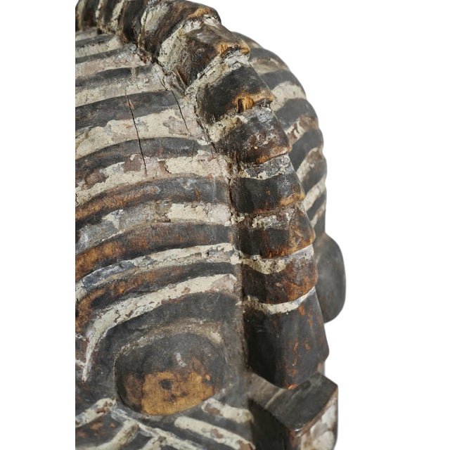 Vintage Kuba Helmet Mask on Stand For Sale - Image 9 of 11