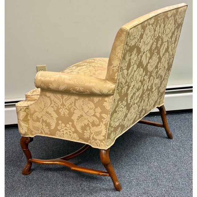 Mid 20th Century Damask Upholstered Oversized Chair / Petite Settee For Sale In New York - Image 6 of 12