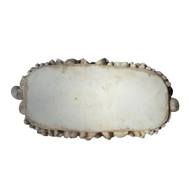 Plastic Large Fruit Relief Centerpiece Bowl, Distressed Faux-Carved Composite For Sale - Image 7 of 7