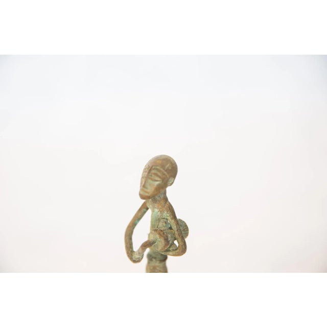 African Vintage African Oxidized Copper Standing Drummer For Sale - Image 3 of 5