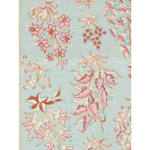 1970s Rare Finely Woven Persian Silk Qum, Handmade Oriental Rug, Sky Blue and Red For Sale - Image 5 of 13