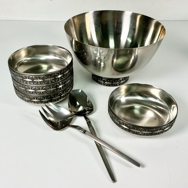 1970s 1970s Mid-Century Danish Modern Gustavia Boho Chic Swedish Salad Bowls Set - 7 Pieces For Sale - Image 5 of 18