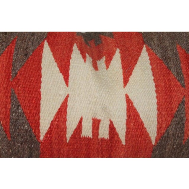 Rustic Mid 20th Century Wool Weaving Geometric Bolster Pillow For Sale - Image 3 of 5