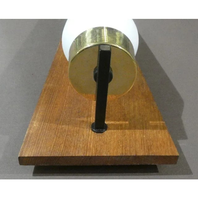 Stilnovo Brass, Opal Glass and Teak Wall Lights from Stilnovo, Italy, 1950s, Set of 2 For Sale - Image 4 of 6