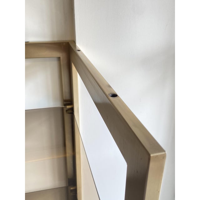 Vintage Modular Wall-Mounted Corner Display Bookcase with Glass Shelves and Gilt Metal Shelves, 1970s For Sale - Image 9 of 18