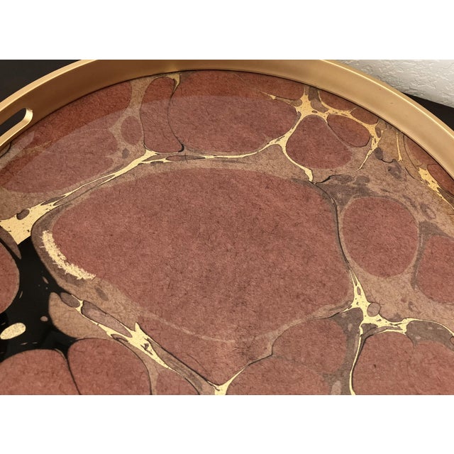 Late 20th-Century “Geode” Motif Wood, Glass & Resin Circular Tray With Cut-Out Handles For Sale - Image 16 of 18