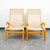 Well made bentwood and canvas Finn Ostergaard lounge chair set. Nice sculptural design that offers leather wrapped cushion...