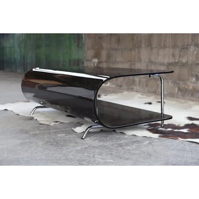 Post Modern Milo Baughman Style Smoked Glass and Bent Chrome Coffee Table For Sale - Image 11 of 11