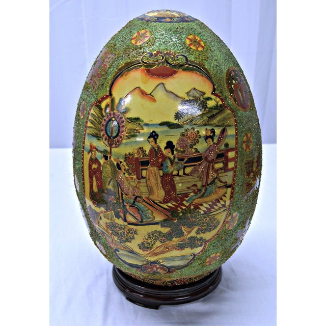 Large Chinese Porcelain Egg With Base Chairish