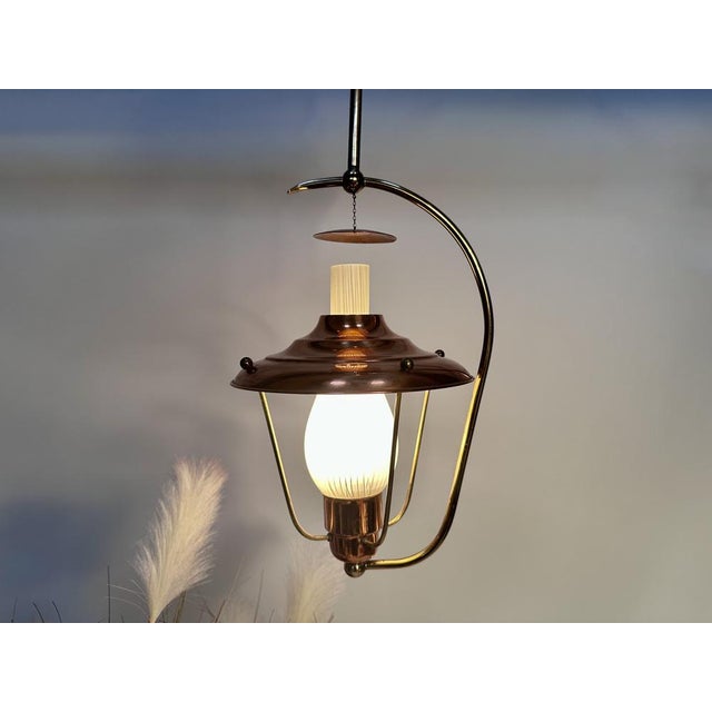 Mid-Century Italian Brass and Copper Hanging Lamp, 1950s For Sale - Image 9 of 17