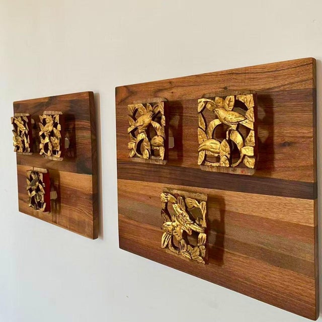 1920s Sculptural Wall Art – Antique Chinese Giltwood Openwork Panel Set, Pair For Sale - Image 9 of 9