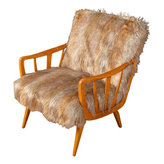 Beech Lounge Chair, 1950s For Sale