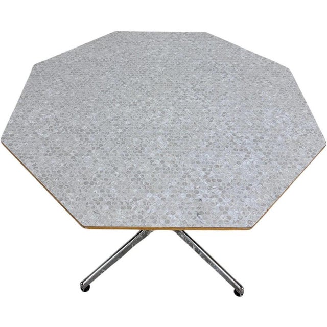 Gray Mid-Century Octagonal Formica Dining Table with Chrome Base, 1960s For Sale - Image 8 of 9