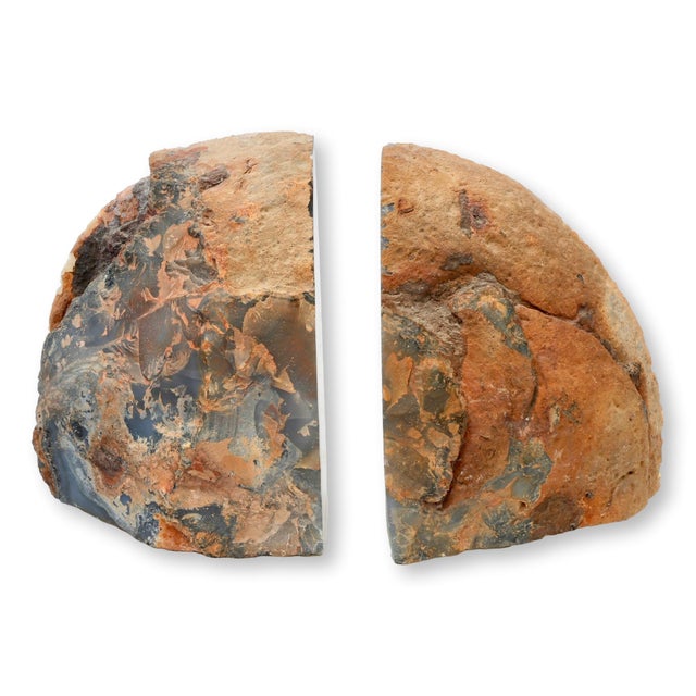 Polished Agate Geode Bookends W/Raw Edges For Sale - Image 4 of 6