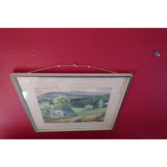 Green Antique Watercolor Painting Signed Behrendt 1923 - Framed For Sale - Image 8 of 8
