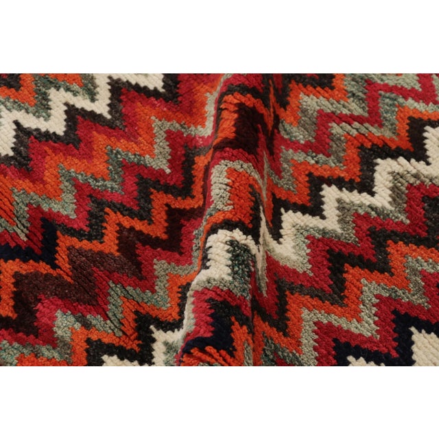 Textile Vintage Gabbeh Tribal Rug, Persian Rug in Gray With Colorful Chevrons - Rug & Kilim For Sale - Image 7 of 7