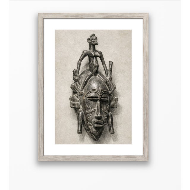 Atelier Aria Lumae Senufo Kpeliye E Tribal Mask Graphite Study Fine Art Gallery Board Print For Sale - Image 10 of 13