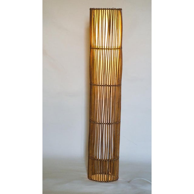 Mid-Century Modern Mid-Century Rattan Floor Lamp in the style of Louis Sognot, 1960s For Sale - Image 3 of 14