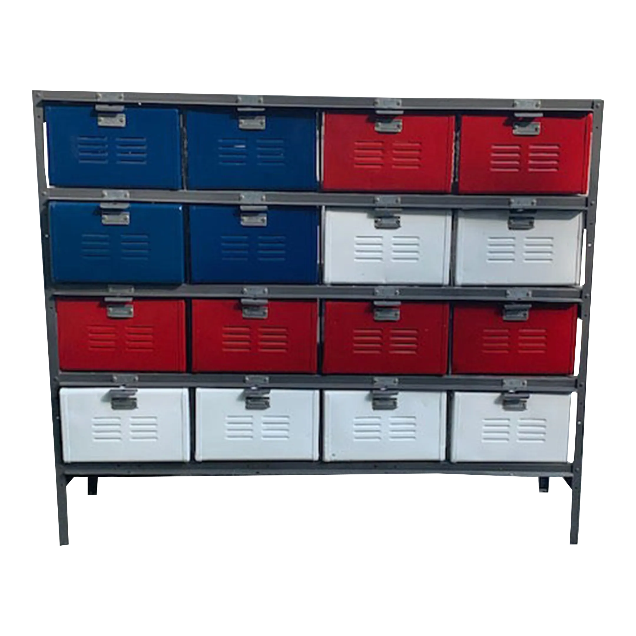 red locker dresser 3 x 1 Vintage Locker Basket Unit with Shelf, Refinished in Red