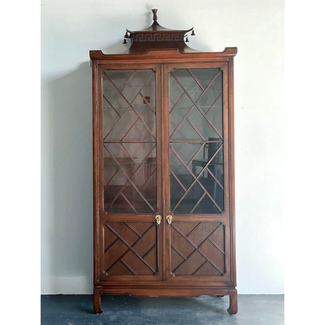 Vintage Asian Tomlinson Greek Key Pagoda Cabinet For Sale - Image 10 of 11
