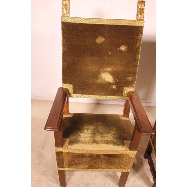 Set of Antique Renaissance Italian Walnut Armchairs, 1600s For Sale - Image 4 of 10