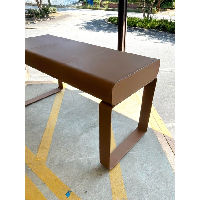 Burnt Orange Arteriors Meyer Leather Desk For Sale - Image 8 of 10