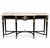 Elegant French Empire / Neoclassical style console table featuring a classic black lacquer finish with striking gold...