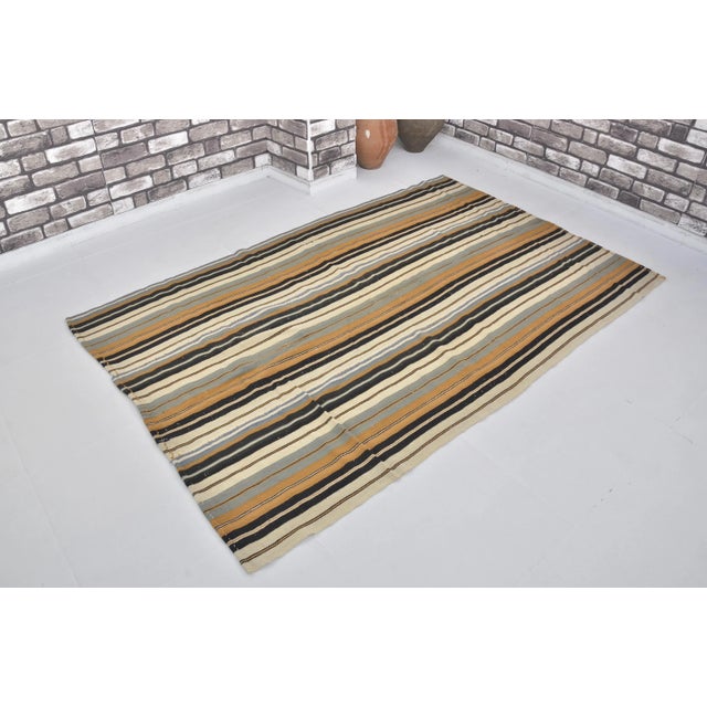 1960s Striped Deign Organic Wool Modern Kilim For Sale In Phoenix - Image 6 of 11