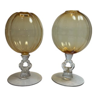 Cambridge Depression Era Footed Ivy Ball Vases, a Pair For Sale