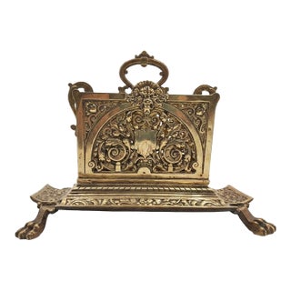 Antique 19th Century German Brass Letter Rack by j.c. Giessing Neo-Renaissance For Sale
